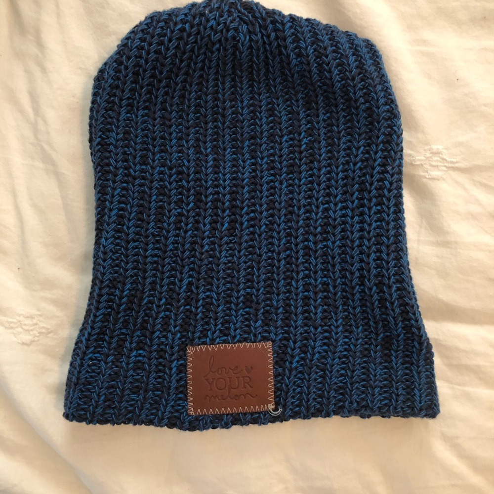 Love Your Melon beanie in royal blue and black